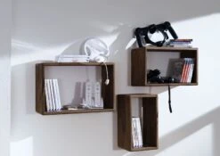 Étagère Murale 45x20 Palissandre Teinté Smoked Cherry Lot 3 Pièces TORONTO #142