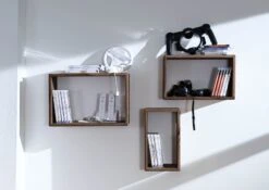 Étagère Murale 45x20 Palissandre Teinté Smoked Cherry Lot 3 Pièces TORONTO #142 -Massivmoebel24 09 350 665 0043 3