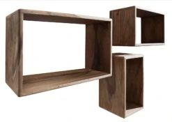 Étagère Murale 45x20 Palissandre Teinté Smoked Cherry Lot 3 Pièces TORONTO #142 -Massivmoebel24 09 350 665 0043 9