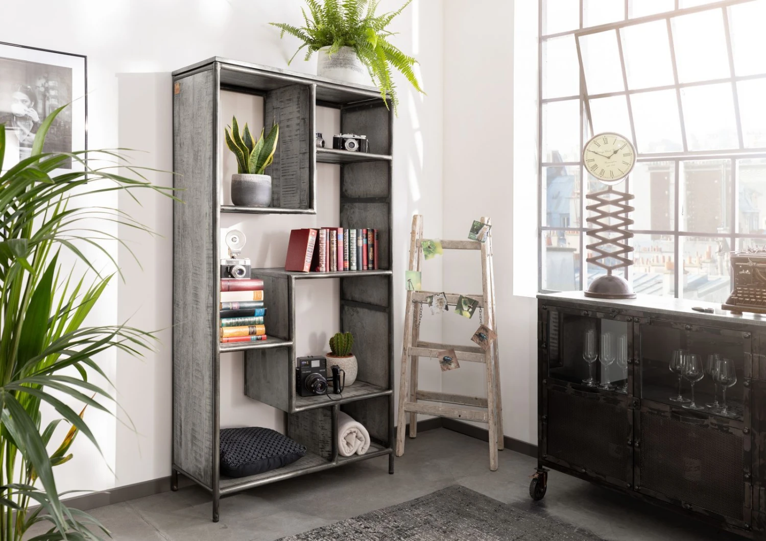 Étagère 90x40 Manguier Laqué Gris HEAVY INDUSTRY #107 1 Étagère 90x40 Manguier Laqué Gris HEAVY INDUSTRY #107