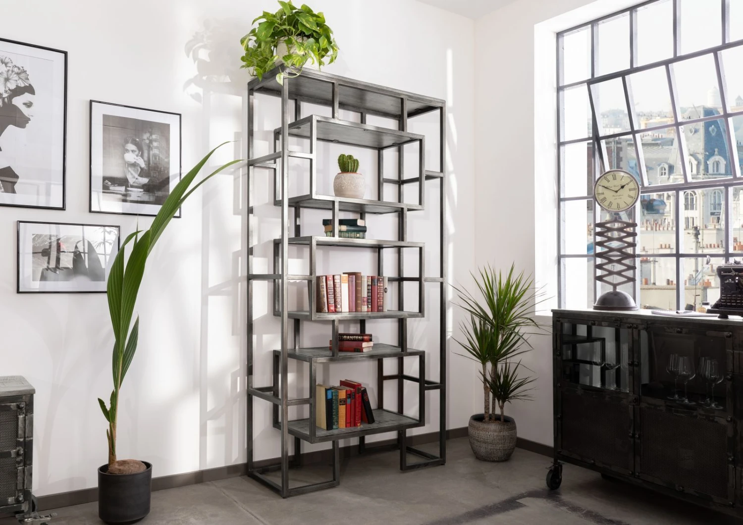 Étagère 100x40 Manguier Laqué Gris HEAVY INDUSTRY #108 1 Étagère 100x40 Manguier Laqué Gris HEAVY INDUSTRY #108