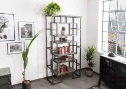 Étagère 100x40 Manguier Laqué Gris HEAVY INDUSTRY #108 11 Étagère 100x40 Manguier Laqué Gris HEAVY INDUSTRY #108 -Massivmoebel24 09 350 677 0010 3