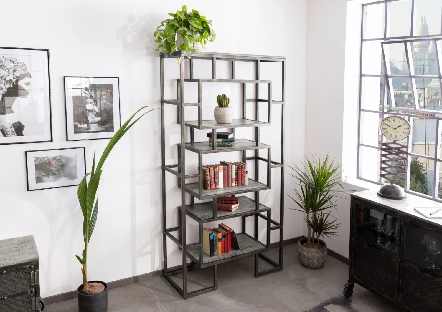 Étagère 100x40 Manguier Laqué Gris HEAVY INDUSTRY #108 3 Étagère 100x40 Manguier Laqué Gris HEAVY INDUSTRY #108 – Image 3