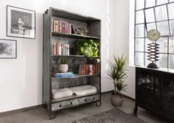 Étagère 100x45 Manguier Laqué Gris HEAVY INDUSTRY #113