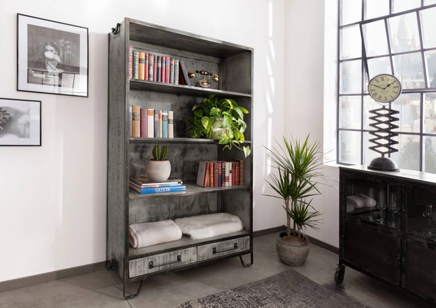 Étagère 100x45 Manguier Laqué Gris HEAVY INDUSTRY #113 1 Étagère 100x45 Manguier Laqué Gris HEAVY INDUSTRY #113