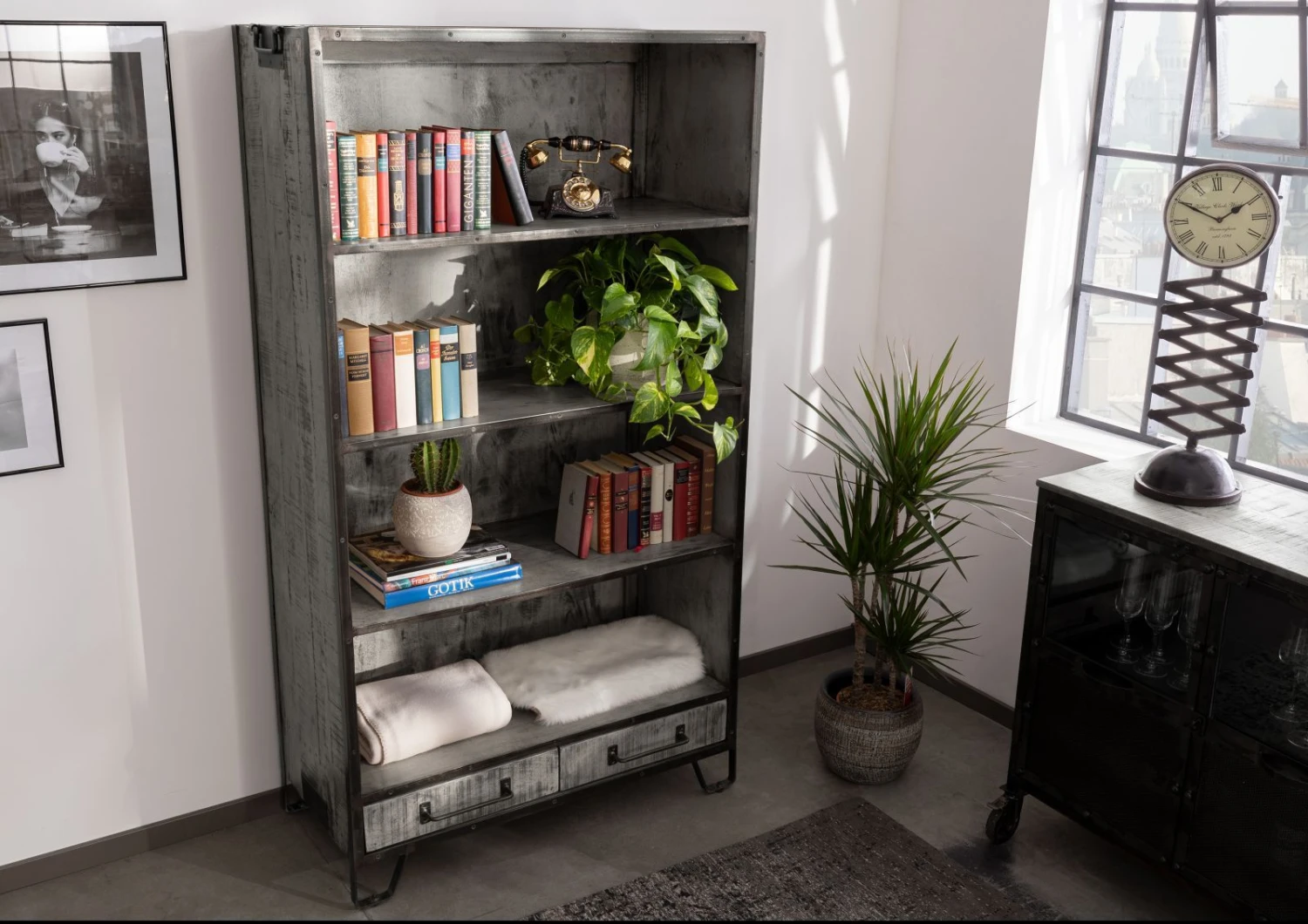 Étagère 100x45 Manguier Laqué Gris HEAVY INDUSTRY #113 2 Étagère 100x45 Manguier Laqué Gris HEAVY INDUSTRY #113 – Image 2