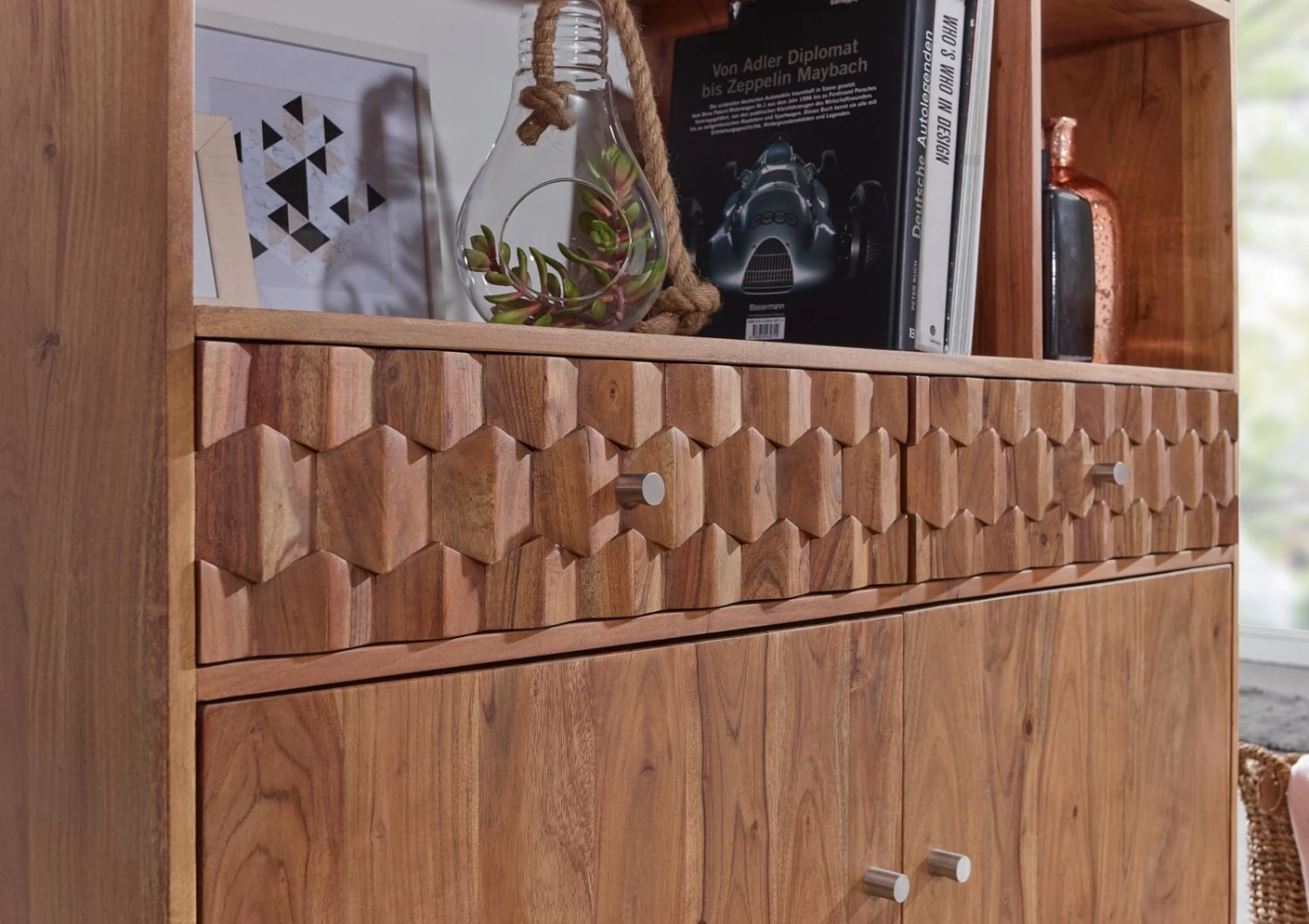 Étagère 115x42 Acacia Laqué Bois Naturel MOSAYK #104 4 Étagère 115x42 Acacia Laqué Bois Naturel MOSAYK #104 – Image 4