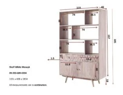 Étagère 115x42 Acacia Laqué Blanc MOSAYK #204 17 Étagère 115x42 Acacia Laqué Blanc MOSAYK #204 -Massivmoebel24 09 350 689 0204 8