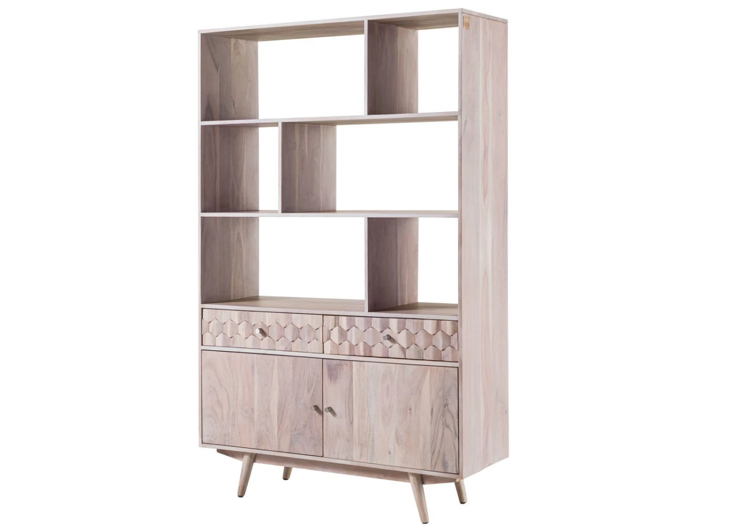 Étagère 115x42 Acacia Laqué Blanc MOSAYK #204 9 Étagère 115x42 Acacia Laqué Blanc MOSAYK #204 – Image 9