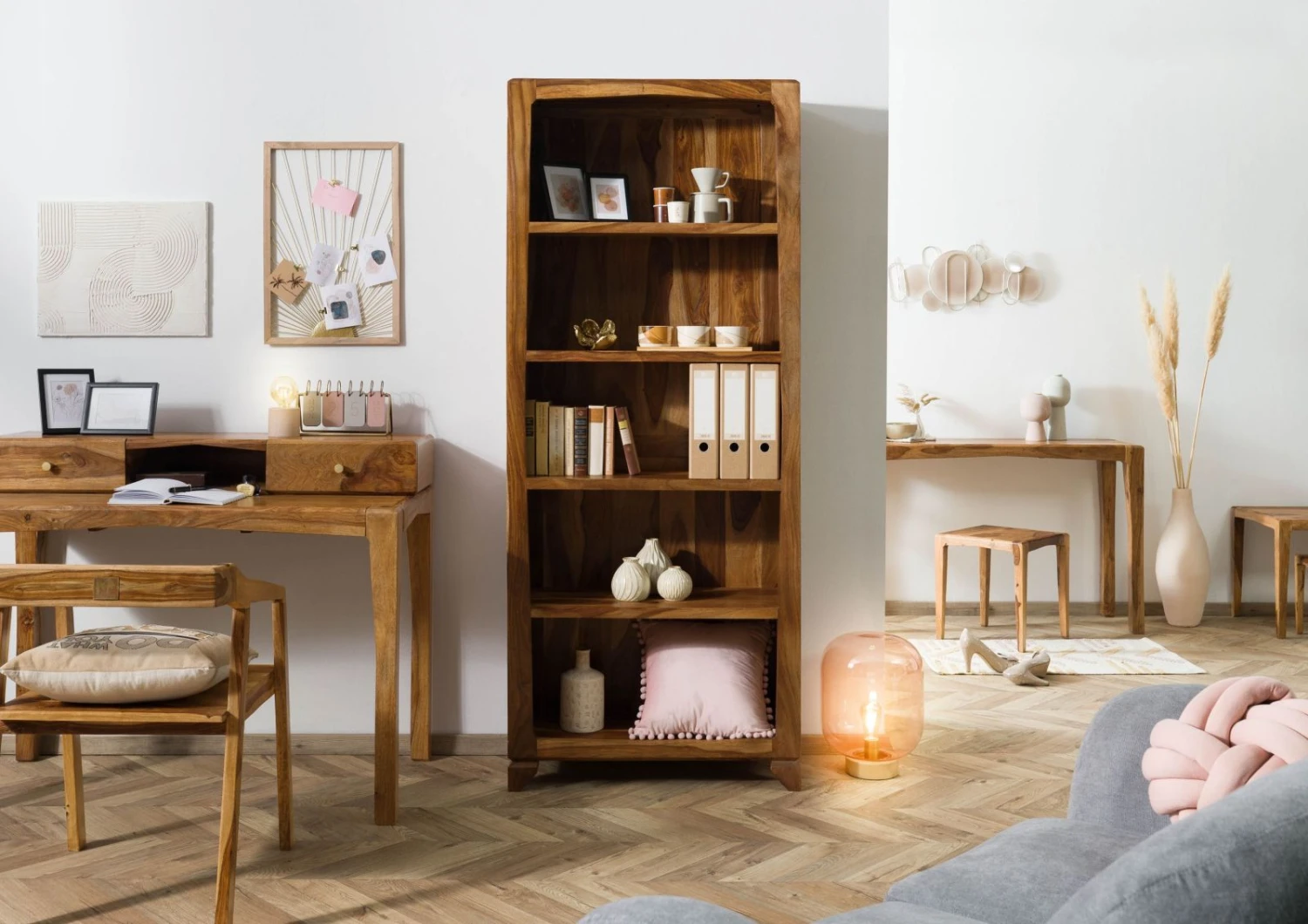 ANCONA #110 Etagère En Bois De Sheesham - Laqué / Marron 80x33x195 1 ANCONA #110 Etagère En Bois De Sheesham - Laqué / Marron 80x33x195