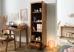 ANCONA #140 Etagère En Bois De Sheesham - Laqué / Marron 60x45x200 -Massivmoebel24 09 350 699 1040 03