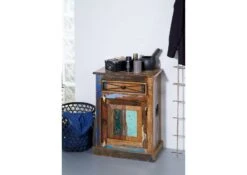 Petite Commode 55x34 Bois De Récupération Laqué Multicolore NATURE OF SPIRIT #100