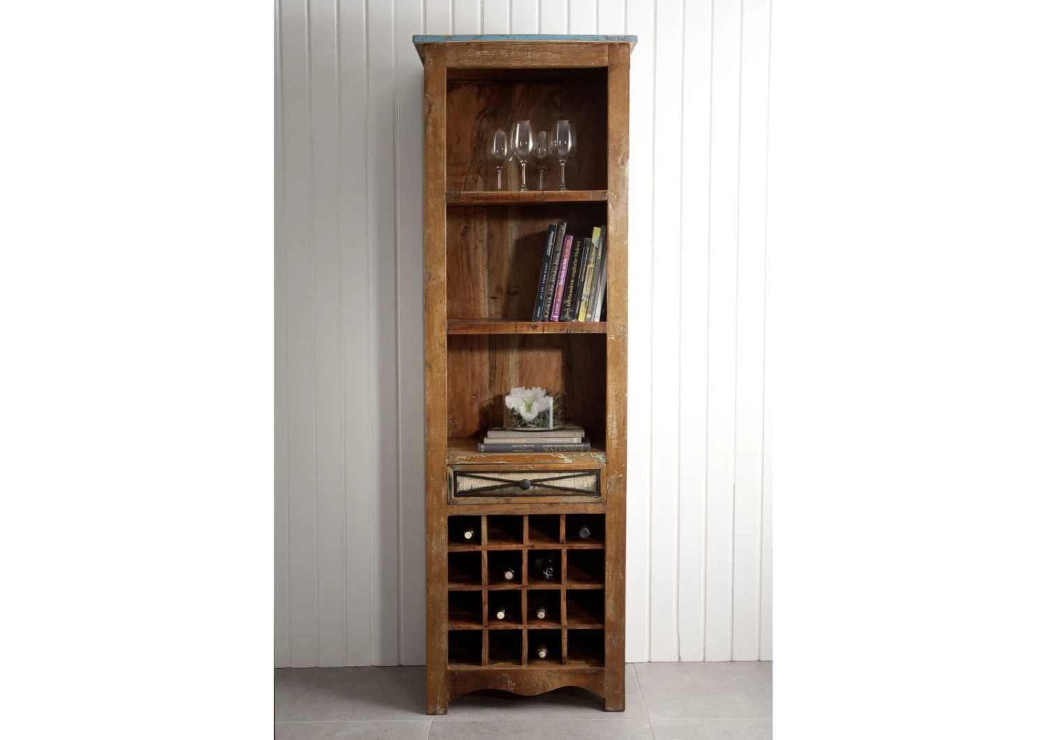 Étagère à Vin 60x35 Bois De Récupération Laqué Multicolore NATURE OF SPIRIT #22 2 Étagère à Vin 60x35 Bois De Récupération Laqué Multicolore NATURE OF SPIRIT #22 – Image 2