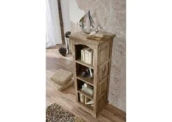Étagère 56x45x145cm - Bois De Sheesham/Palissandre Huilé (Taupe) - LEEDS #14 -Massivmoebel24 09 350 750 0714 2