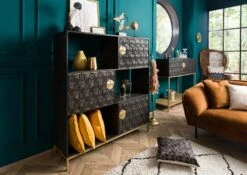 Étagère 130x40 Manguier Huilé Gris Taupe DIAMOND #119 -Massivmoebel24 09 350 760 0019 3