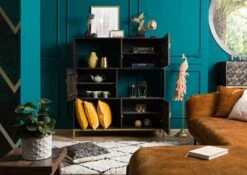 Étagère 130x40 Manguier Huilé Gris Taupe DIAMOND #119 -Massivmoebel24 09 350 760 0019 4