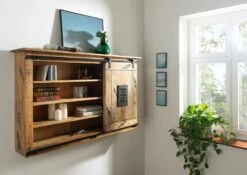 Étagère Murale 130x25 Manguier Laqué Bois Naturel RAILWAY #158