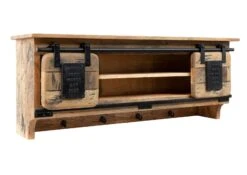 Portemanteau Mural 115x30 Manguier Laqué Bois Naturel RAILWAY #159 -Massivmoebel24 09 350 772 0059 9