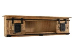 Étagère Murale 130x25 Manguier Laqué Bois Naturel RAILWAY #165 -Massivmoebel24 09 350 772 0065 9