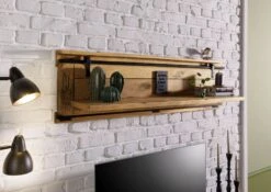 Étagère Murale En Bois De Manguier Brun Laqué RAILWAY #191