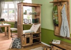 Étagère En Bois De Manguier Laqué Brun Clair RAILWAY #195 -Massivmoebel24 09 350 772 0095 03