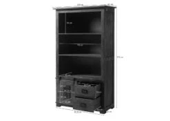 Étagère En Bois De Manguier 100x45x175, Vernis Beige, RAILWAY #396 -Massivmoebel24 09 350 772 0096 08 1