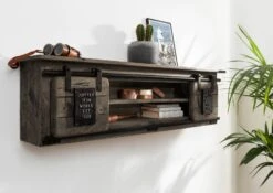 Étagère Murale 130x25 Manguier Laqué Gris RAILWAY #257