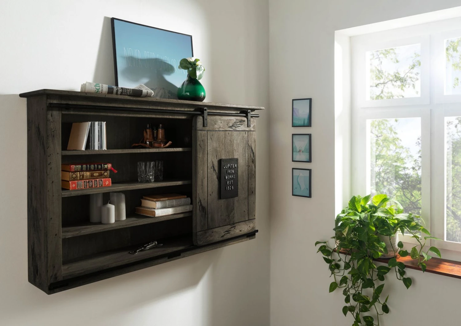 Étagère Murale 130x25 Manguier Laqué Gris RAILWAY #258 1 Étagère Murale 130x25 Manguier Laqué Gris RAILWAY #258