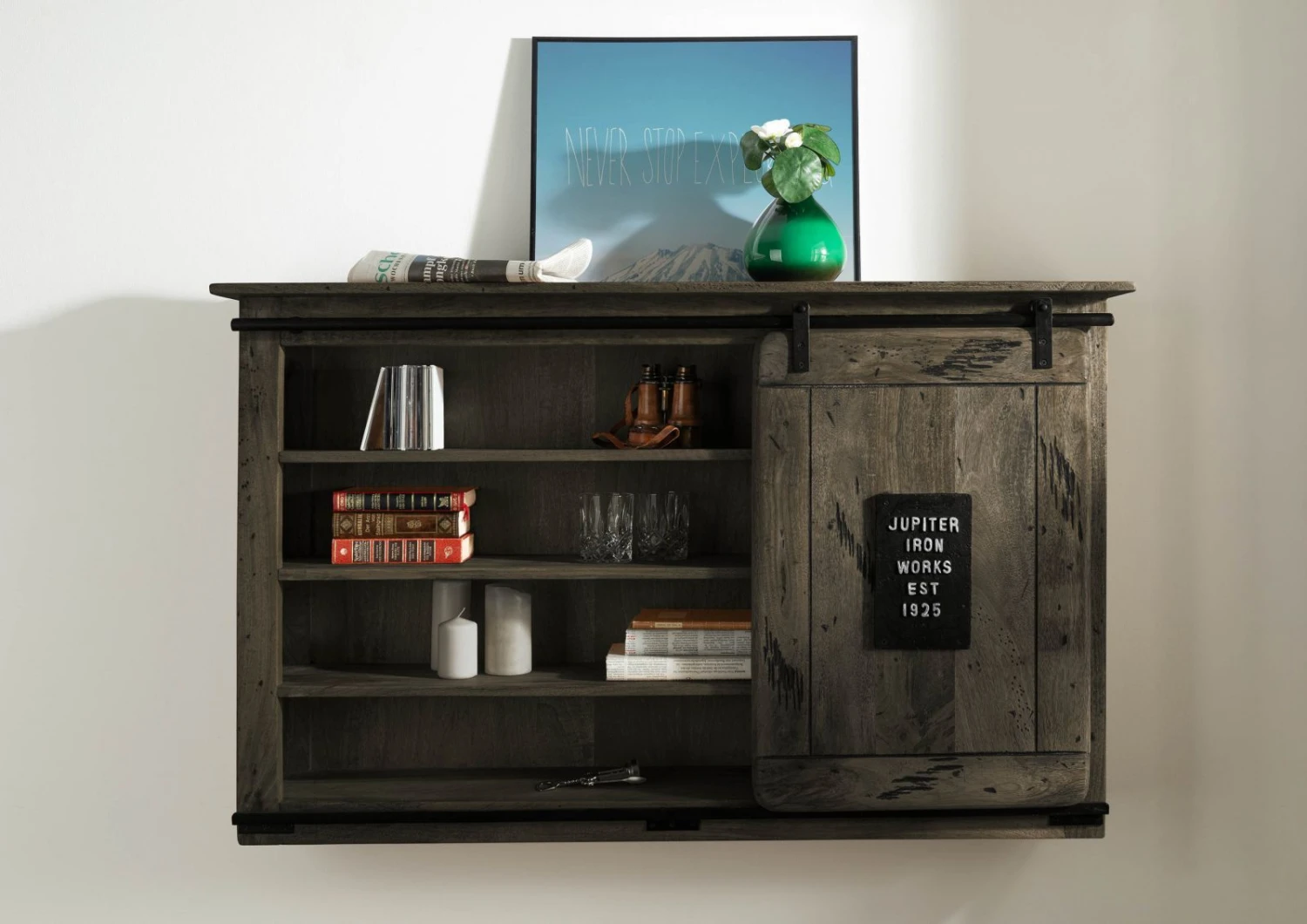 Étagère Murale 130x25 Manguier Laqué Gris RAILWAY #258 7 Étagère Murale 130x25 Manguier Laqué Gris RAILWAY #258 – Image 7