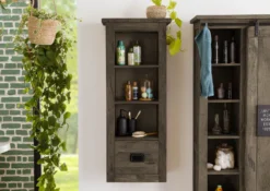 Étagère Murale 50x26 Manguier Laqué Gris RAILWAY #280