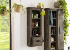 Étagère Murale 50x26 Manguier Laqué Gris RAILWAY #280 -Massivmoebel24 09 350 772 1080 3