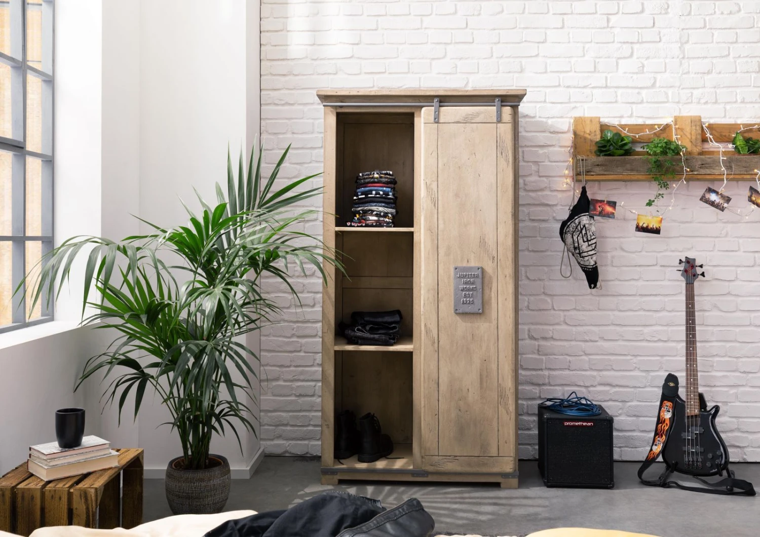 Armoire 100x50 Manguier Laqué Blanchi RAILWAY #315 3 Armoire 100x50 Manguier Laqué Blanchi RAILWAY #315 – Image 3