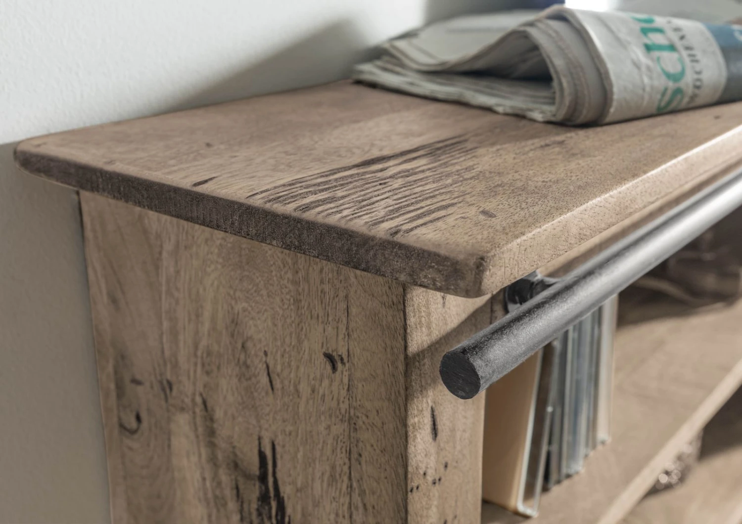 Étagère Murale 130x25 Manguier Laqué Whitewash RAILWAY #358 6 Étagère Murale 130x25 Manguier Laqué Whitewash RAILWAY #358 – Image 6