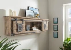 Étagère Murale 130x25 Manguier Laqué Whitewash RAILWAY #365