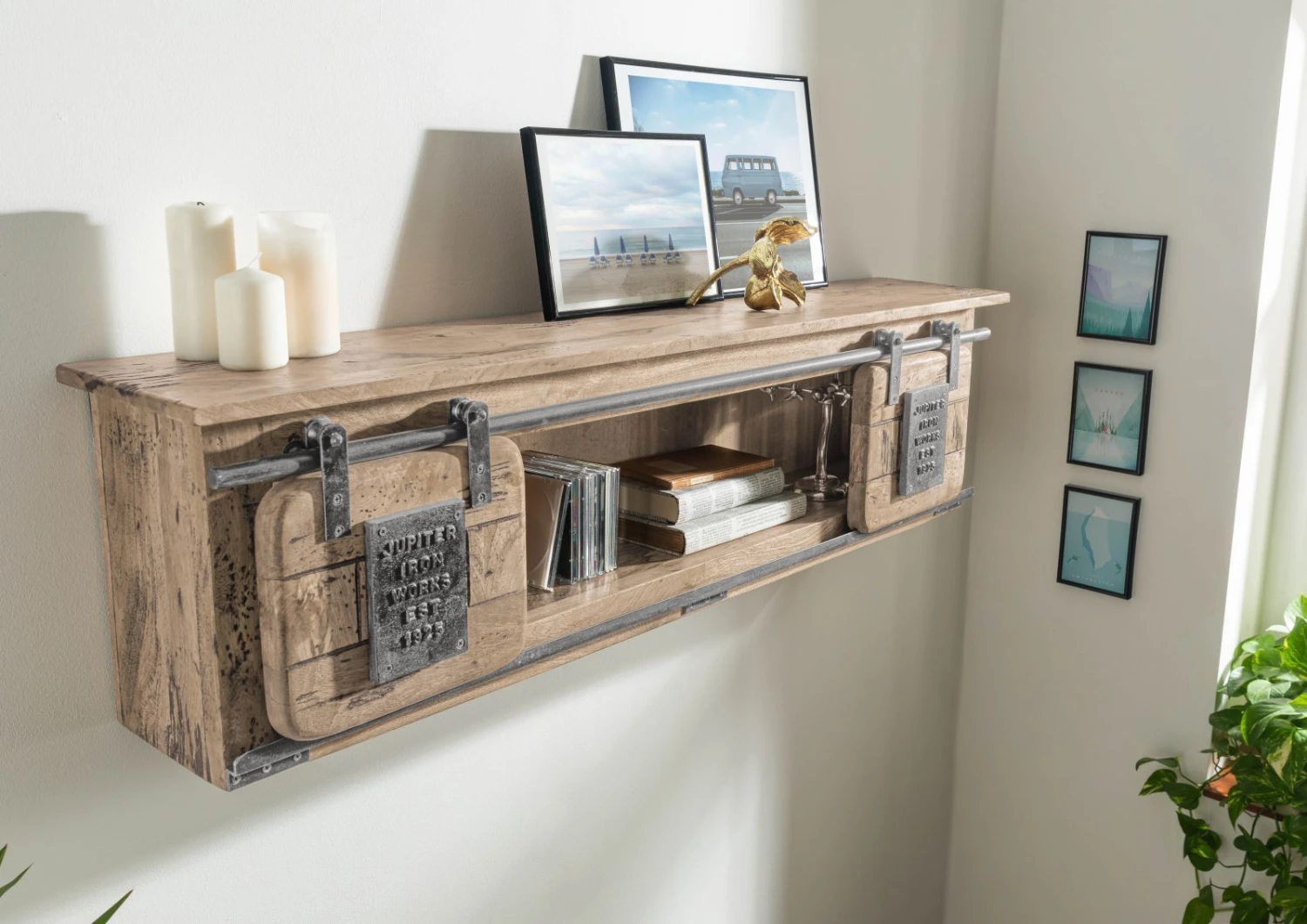 Étagère Murale 130x25 Manguier Laqué Whitewash RAILWAY #365 2 Étagère Murale 130x25 Manguier Laqué Whitewash RAILWAY #365 – Image 2