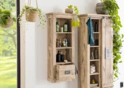 Étagère Murale 50x26 Manguier Laqué Whitewash RAILWAY #380 -Massivmoebel24 09 350 772 2080 3