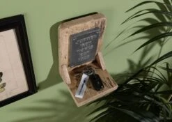 Étagère Murale En Bois De Manguier 16x16x20, Vernis Beige, RAILWAY #388 -Massivmoebel24 09 350 772 2088 02