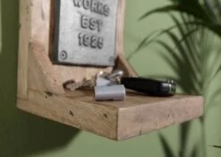 Étagère Murale En Bois De Manguier 16x16x20, Vernis Beige, RAILWAY #388 -Massivmoebel24 09 350 772 2088 05