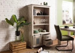 Étagère En Bois De Manguier 100x45x175, Vernis Beige, RAILWAY #396