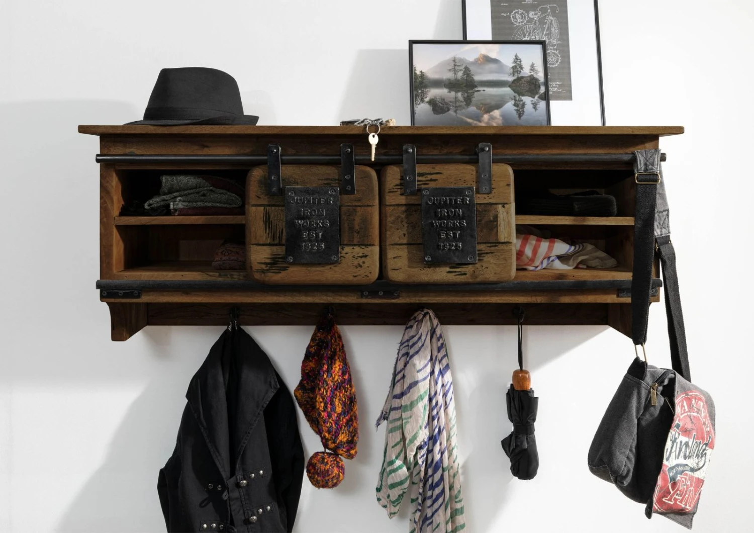 Porte Manteau Mural En Bois D' Acacia Huilé RAILWAY #459 3 Porte Manteau Mural En Bois D' Acacia Huilé RAILWAY #459 – Image 3