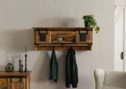 Étagère Murale En Bois De Manguier / Bois De Récupération 115x30x45 Naturel Laqué RAILWAY LUX #150