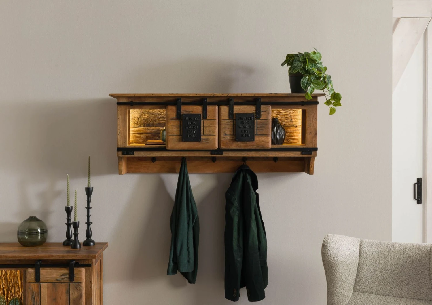 Étagère Murale En Bois De Manguier / Bois De Récupération 115x30x45 Naturel Laqué RAILWAY LUX #150 4 Étagère Murale En Bois De Manguier / Bois De Récupération 115x30x45 Naturel Laqué RAILWAY LUX #150 – Image 4