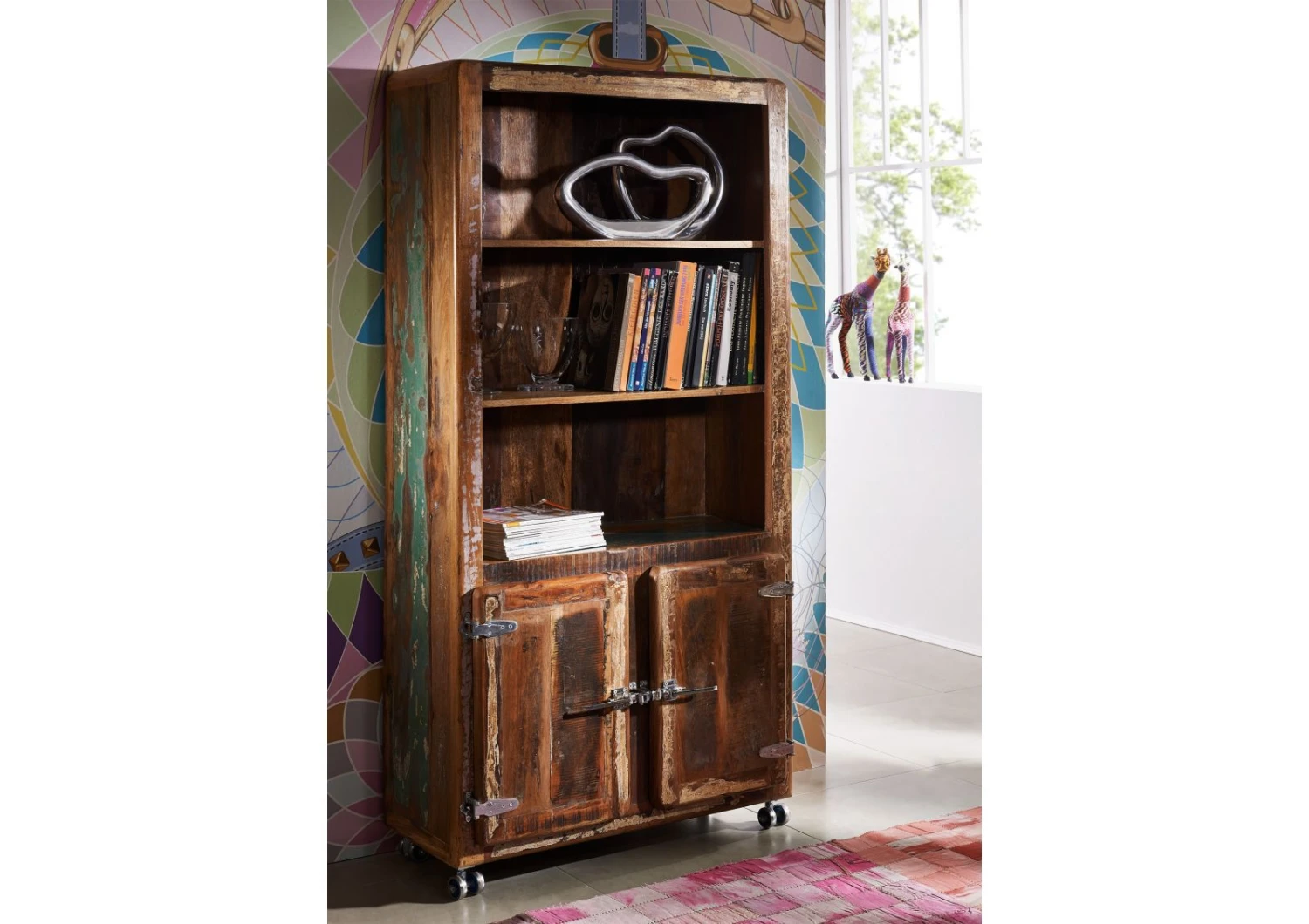 Étagère 90x35 Bois De Récupération Laqué Multicolore FREEZY #33 1 Étagère 90x35 Bois De Récupération Laqué Multicolore FREEZY #33