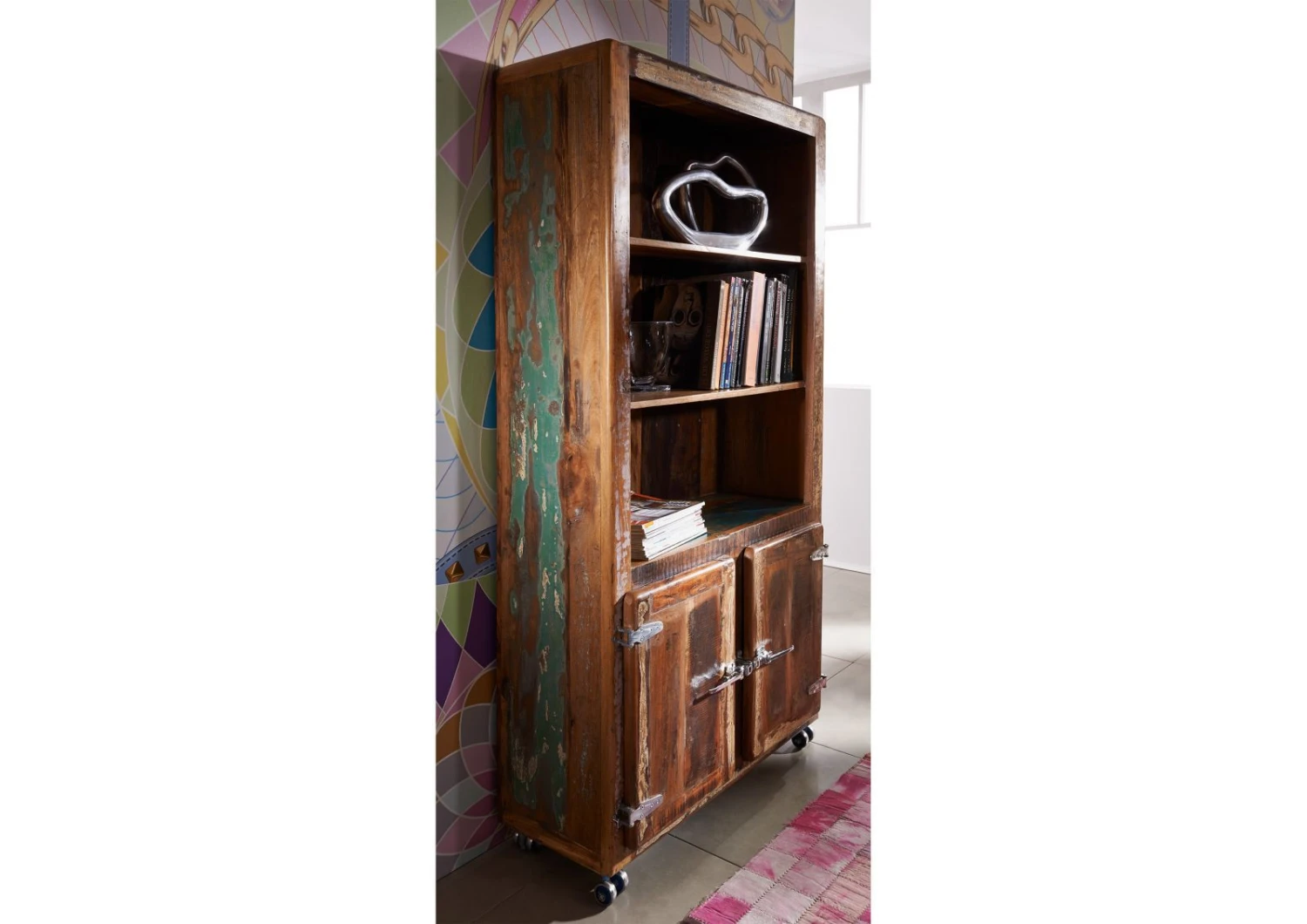 Étagère 90x35 Bois De Récupération Laqué Multicolore FREEZY #33 2 Étagère 90x35 Bois De Récupération Laqué Multicolore FREEZY #33 – Image 2