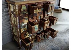 Commode 90x40 Bois De Récupération Laqué Multicolore NATURE OF SPIRIT #70 -Massivmoebel24 09 350 817 0001 5