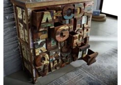 Commode 90x40 Bois De Récupération Laqué Multicolore NATURE OF SPIRIT #70 -Massivmoebel24 09 350 817 0001 6