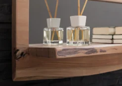 Étagère Murale 191x22 Acacia Laqué Bois Naturel Miroir Inclu PURE ACACIA #104 -Massivmoebel24 09 350 886 0104 4