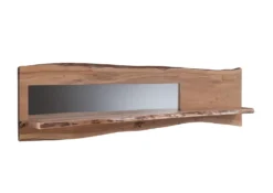 Étagère Murale 191x22 Acacia Laqué Bois Naturel Miroir Inclu PURE ACACIA #104 -Massivmoebel24 09 350 886 0104 9