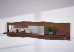 Étagère Murale 191x22 Acacia Laqué Brun Miroir Inclu PURE ACACIA #204