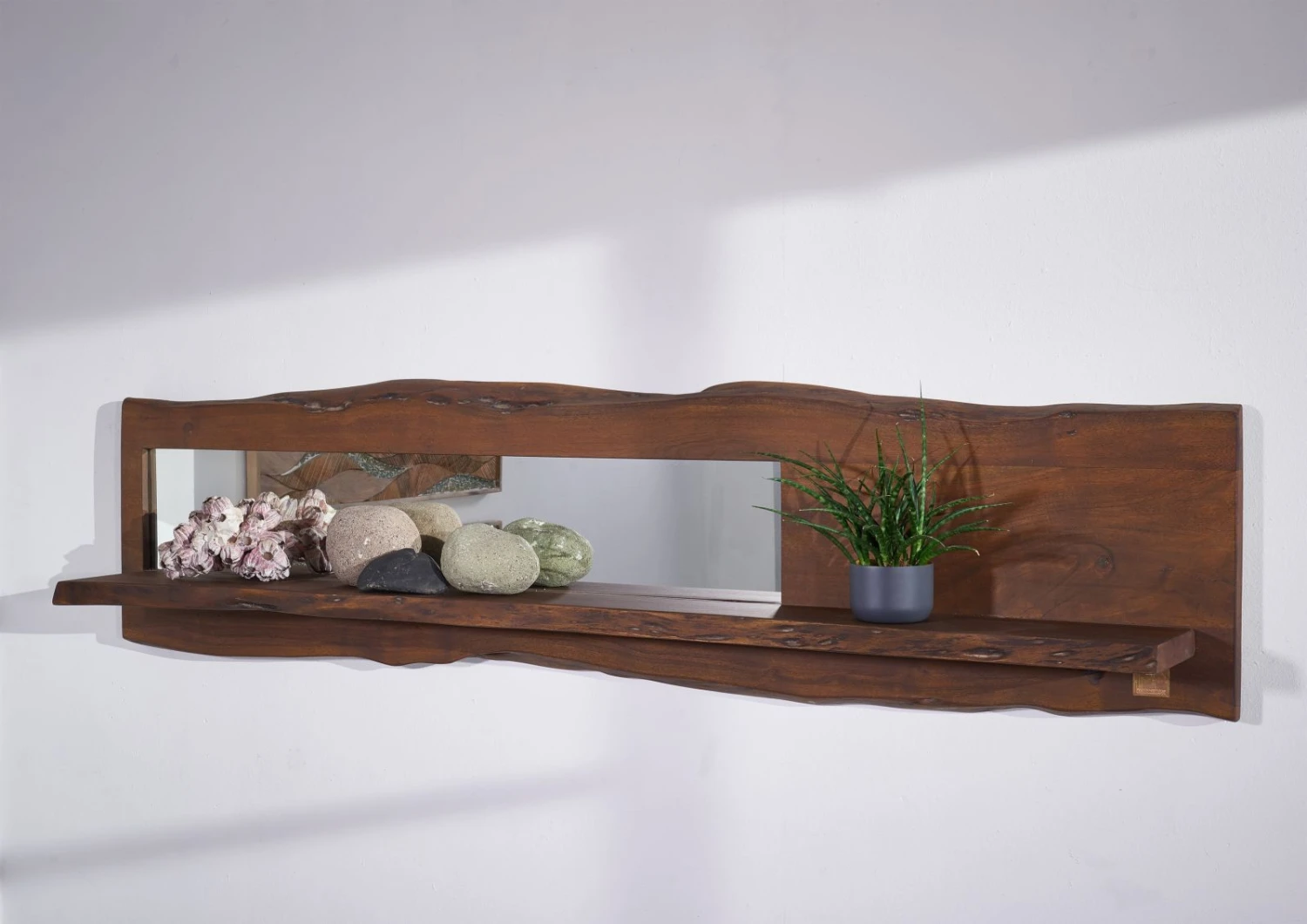 Étagère Murale 191x22 Acacia Laqué Brun Miroir Inclu PURE ACACIA #204 1 Étagère Murale 191x22 Acacia Laqué Brun Miroir Inclu PURE ACACIA #204